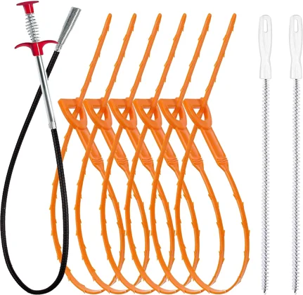 9-Piece Drain Snake & Hair Clog Remover Kit