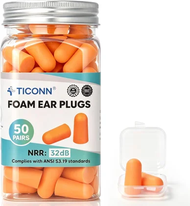 TICONN Foam Ear Plugs — 50 Pairs