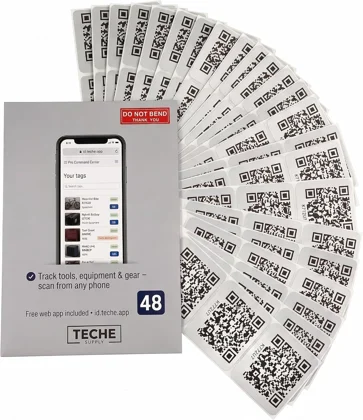 Teche QR asset tags — 48 pack